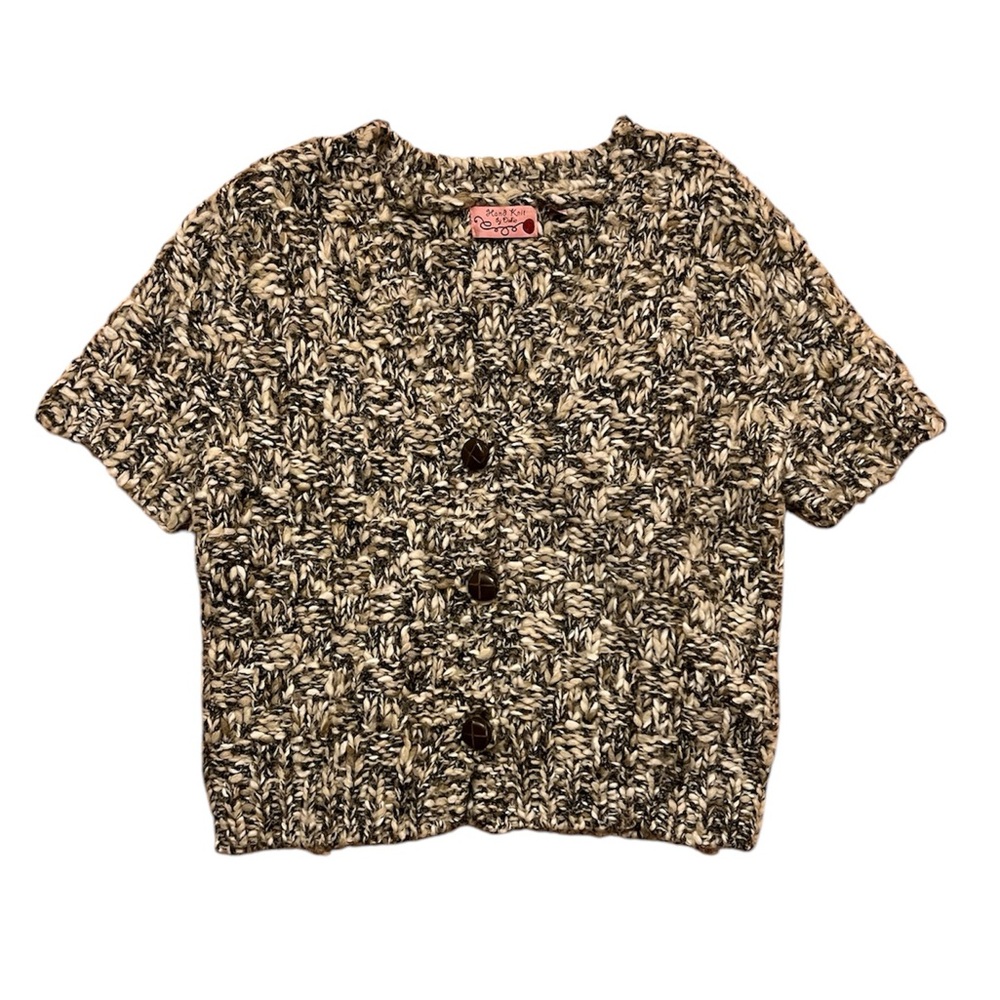 Hand-Knit Short-Sleeve Sweater (L)